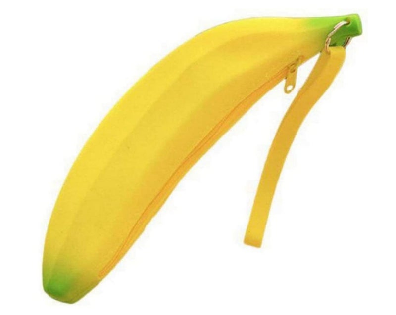 Cafurty Big Capacity Banana Shape Purse Pen Bag Pencil Case Cute Silicone Bag Coin Bag Key Pouch - Yellow - Image 1